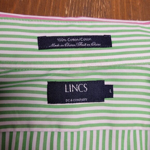 Lincs Men's Pink & White Striped Button Down Shirt. Size Large - Picture 11 of 12